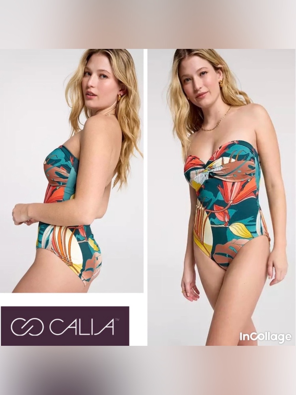 Calia Twisted Bandeau One Piece Swimsuit